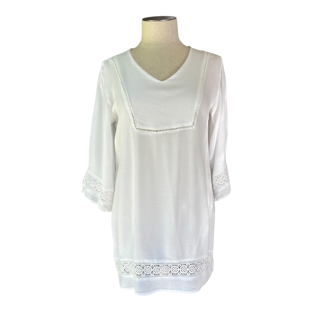 Snapper Rock Swim Cover Up Dress Girls 12 White Lace Rayon Boho Beach Coastal